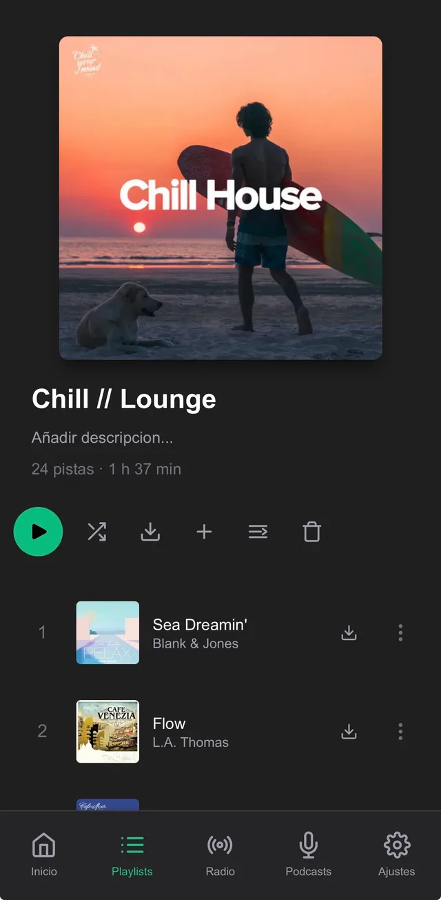 Playlist con descargas